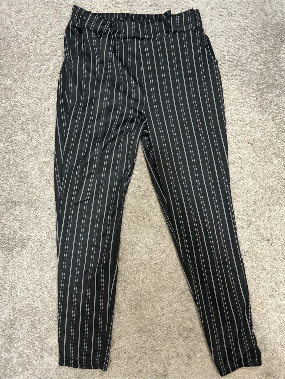 Black Pinstripe Jogger Pants